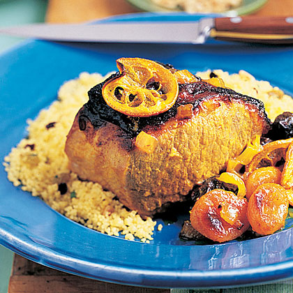 Moroccan Pork Loin with Dried Fruit and Lemons