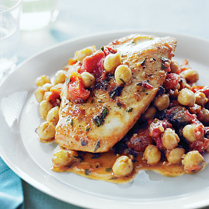 Chicken with Tomatoes, Apricots, and Chickpeas