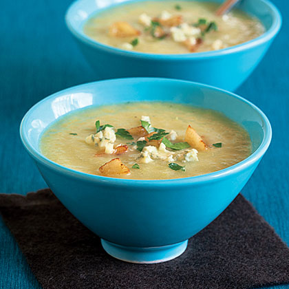 Celery Soup with Apples and Blue Cheese