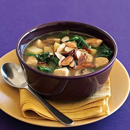 Chicken Soup with Saffron and Almonds