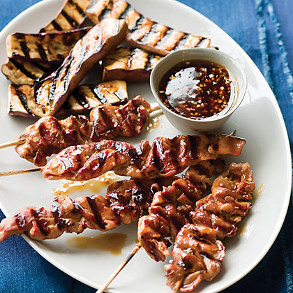 Caramelized Pork Kebabs with Chinese Eggplant