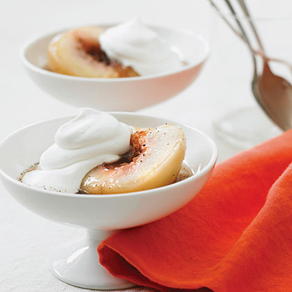 Vanilla and Riesling Poached White Peaches
