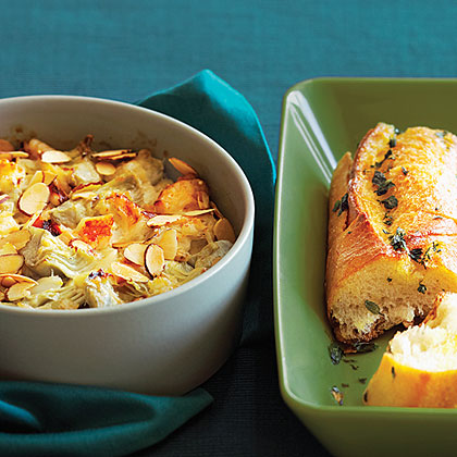 Warm Crab and Artichoke Dip with French Bread