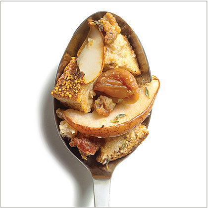 Rye Stuffing with Italian Sausage, Pears, and Chestnuts