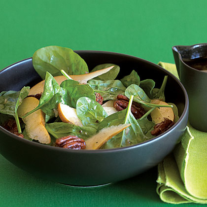 Candied Pecan, Pear, and Spinach Salad