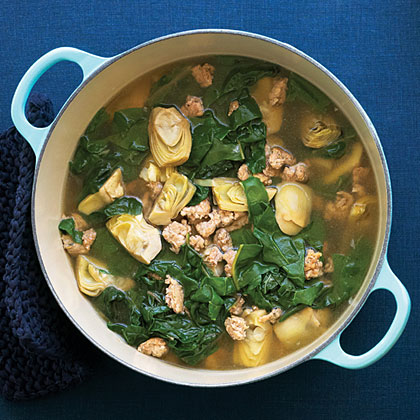 Italian Chicken Sausage and Artichoke Soup