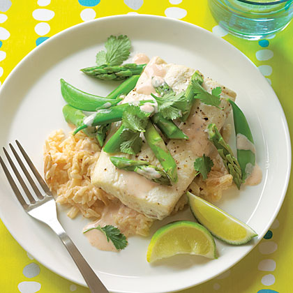 su-Halibut Parchment Packets with Coconut-Almond Rice