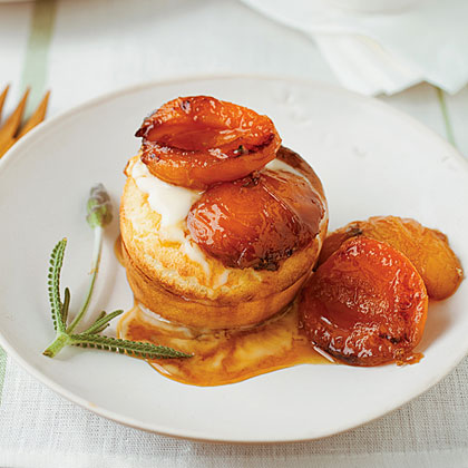 su-Grilled Apricot Puffs with Honey Creme Fraiche