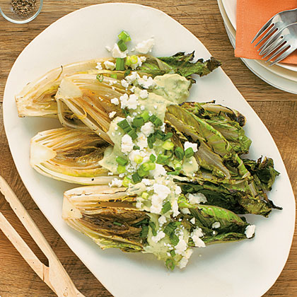 su-Grilled Romaine with Guacamole Dressing