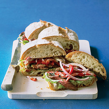 su-Hanger Steak Sandwiches with Chile-Lime Mayo