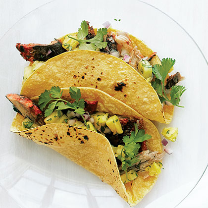 su-Grilled Sardine Tacos with Achiote, Lime, and Pineapple Salsa