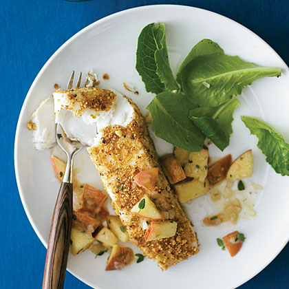 su-Hazelnut-Crusted Halibut with Apple Salsa su-Hazelnut-Crusted Halibut with Apple Salsa