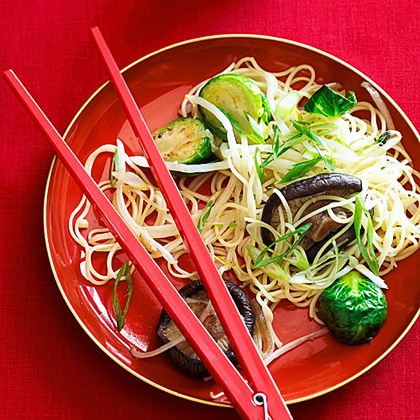 su-Brussels Sprouts and Shiitake Lo Mein