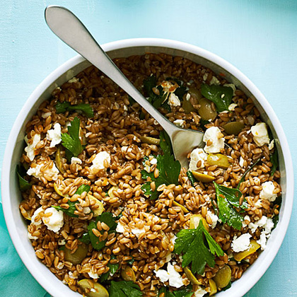 su-Farro, Green Olive, and Feta Salad