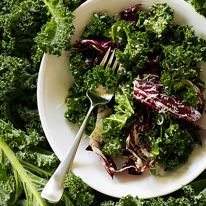 su-Kale and Radicchio Salad with Broken Caesar Dressing