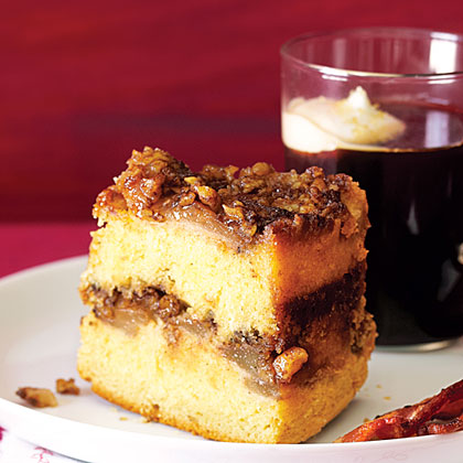 su-Upside-Down Sour Cream Coffee Cake with Sherry-Roasted Pears