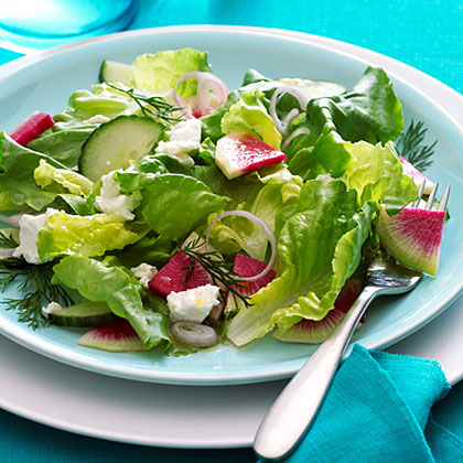su-Watermelon Radish and Goat Cheese Salad
