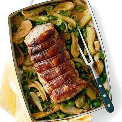 su-Rosemary Pork Roast with Fennel and Green Olives