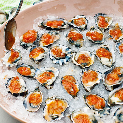 su-Oysters on the Half-Shell with Grilled Garden Salsa