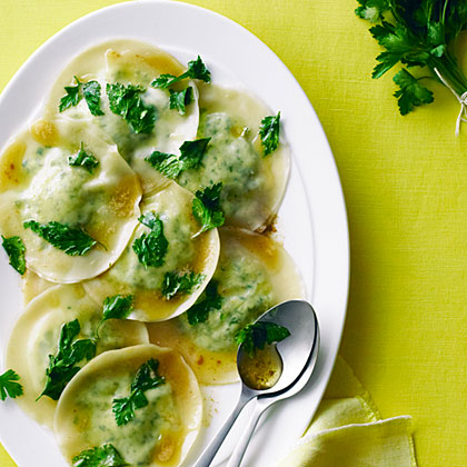 su-Parsley Ravioli with Brown Butter Sauce
