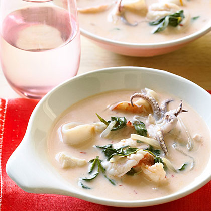 su-Red Curry Fish Stew with Rau Ram