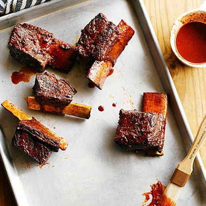 Achiote Short Ribs with Ancho Barbecue Sauce and Avocado Relish