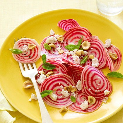 su-Chioggia Beet Salad with Ricotta Salata and Hazelnuts