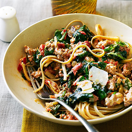 su-Spicy Sausage and Chard Pasta