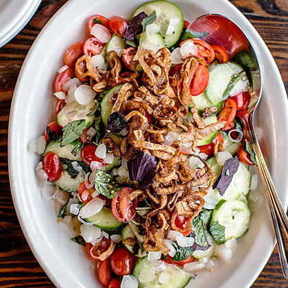 su-Cucumber Salad with Caramelized Shallots and Herbs