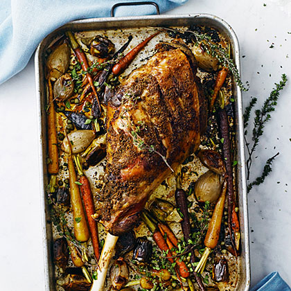 su-Slow-Roasted Leg of Lamb with Spring Vegetables