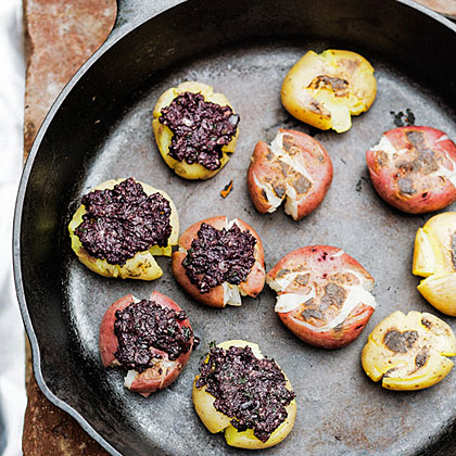 su-Olive Pesto Smashed Potatoes