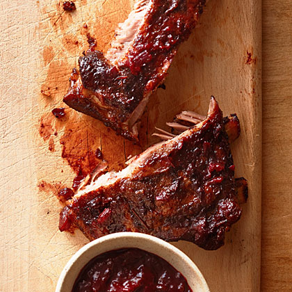 su-Smoked Ribs with Huckleberry BBQ Sauce