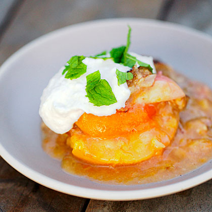 su-Stone Fruit Crumble with Ricotta and Mint