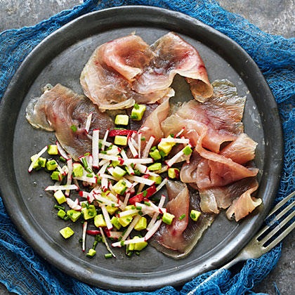 su-Tuna Gravlax with Radish and Avocado Salad