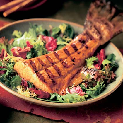 Spicy Ponzu Salmon on Greens