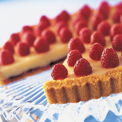 Red-Gold Raspberry White Chocolate Tart