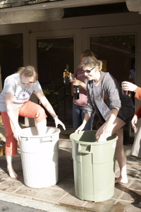 When stomping and pressing grapes, purple reigns