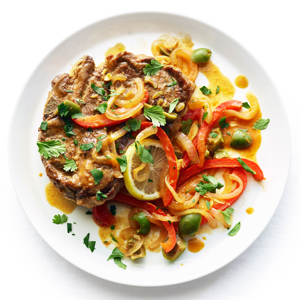 su-Lamb Shoulder Chops with Green Olives and Lemon Image