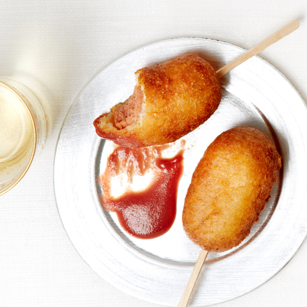 su-Mini Corn Dogs with Cranberry Mustard