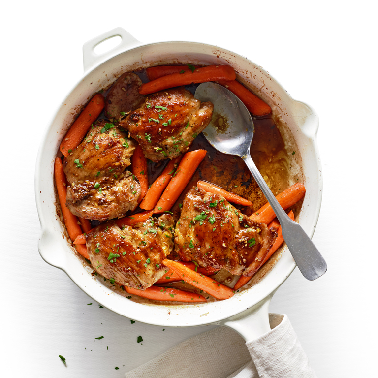 su-Pomegranate Molasses-Glazed Chicken and Carrots Image