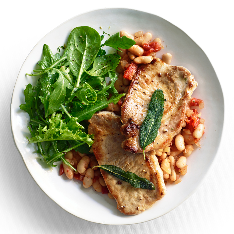 su-Pork Scaloppine with White Beans and Fried Sage Image