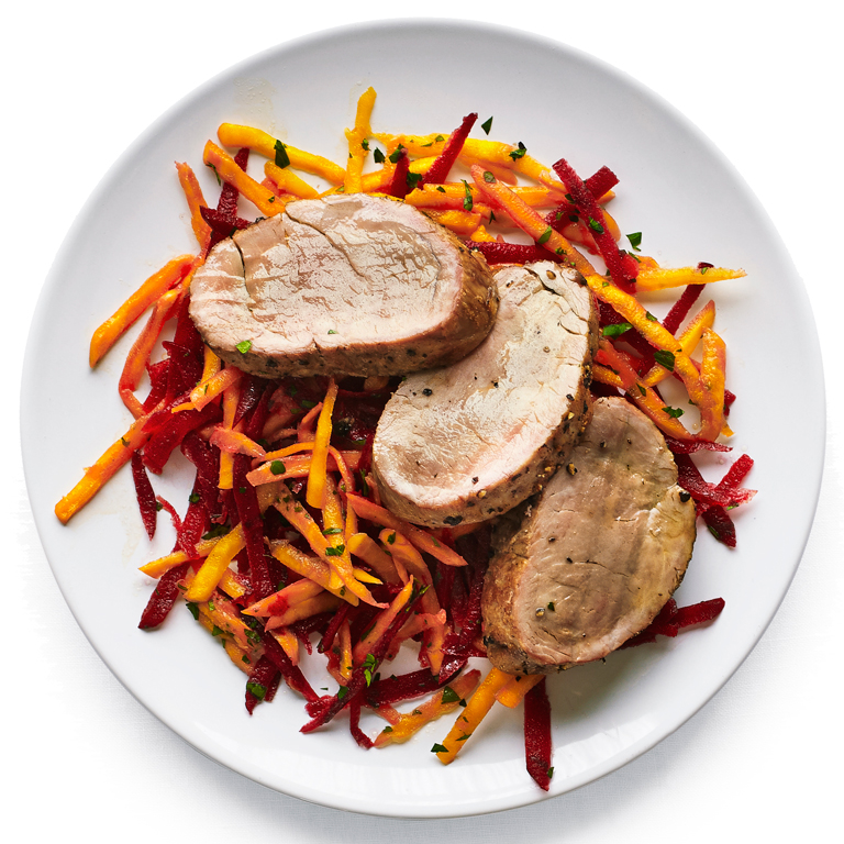 su-Pork Tenderloin with Crunchy Beet Slaw Image