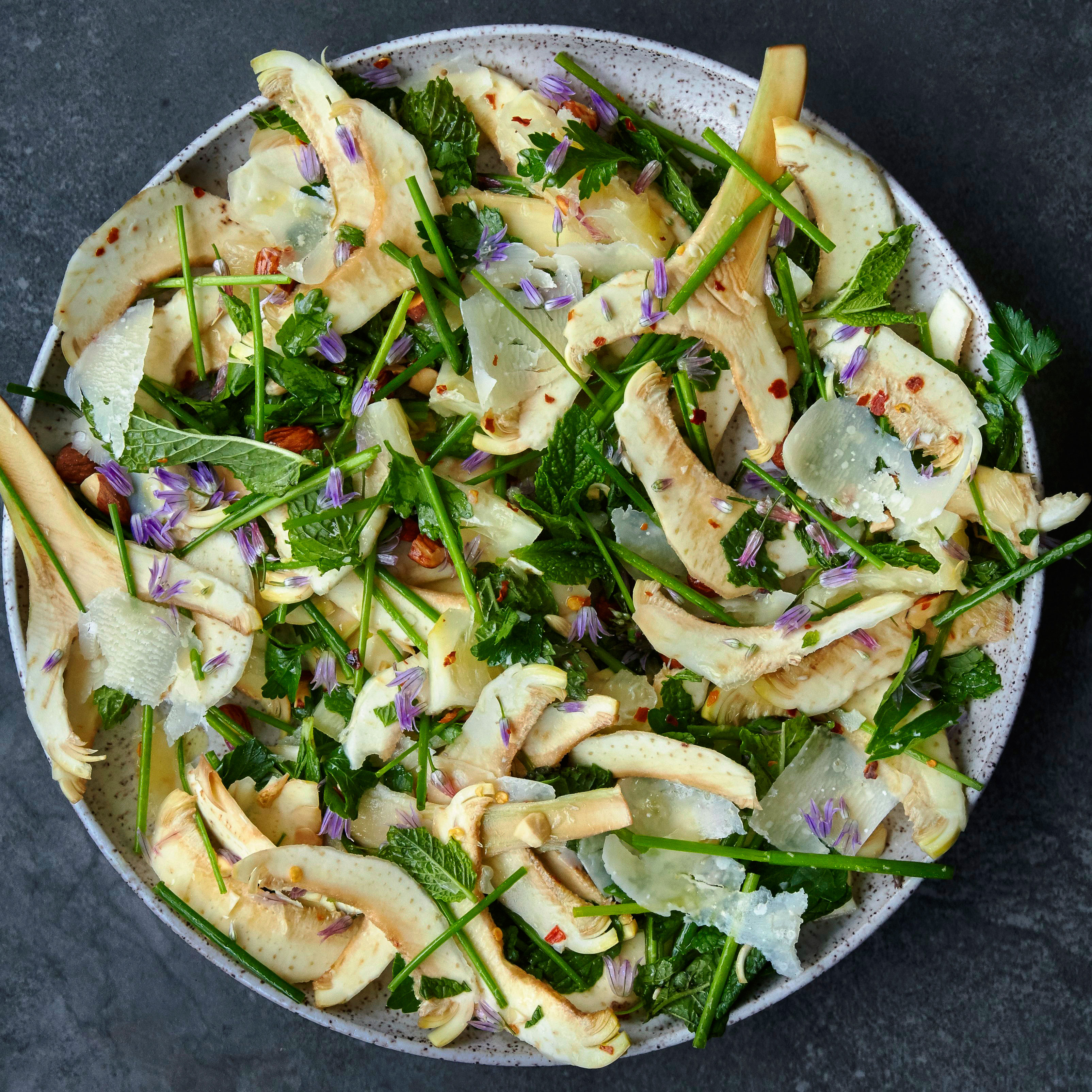 su-Raw Artichoke Salad with Herbs, Almonds, and Parmigiano Image