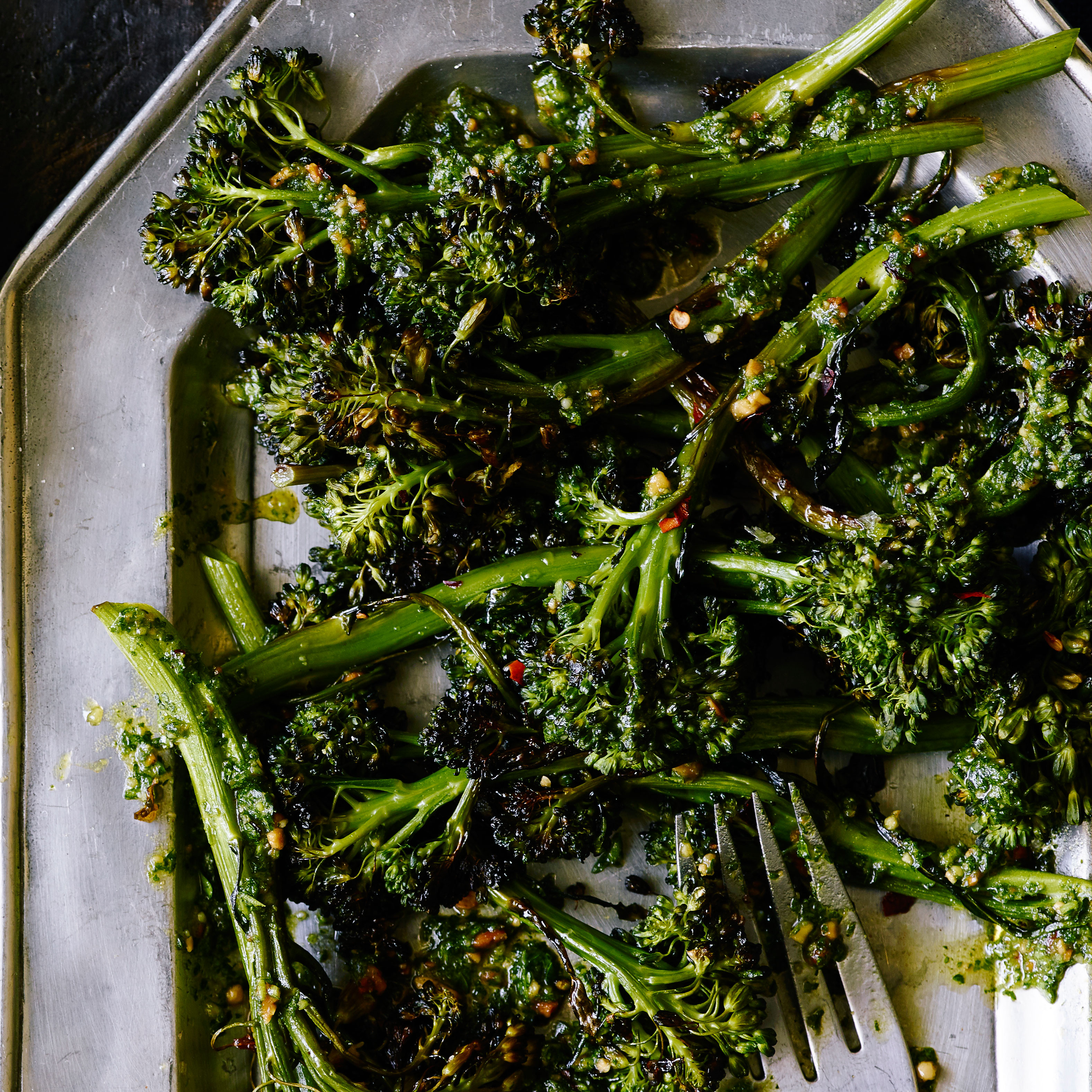 su-Roasted Broccolini with Almond Parsley Pesto Image