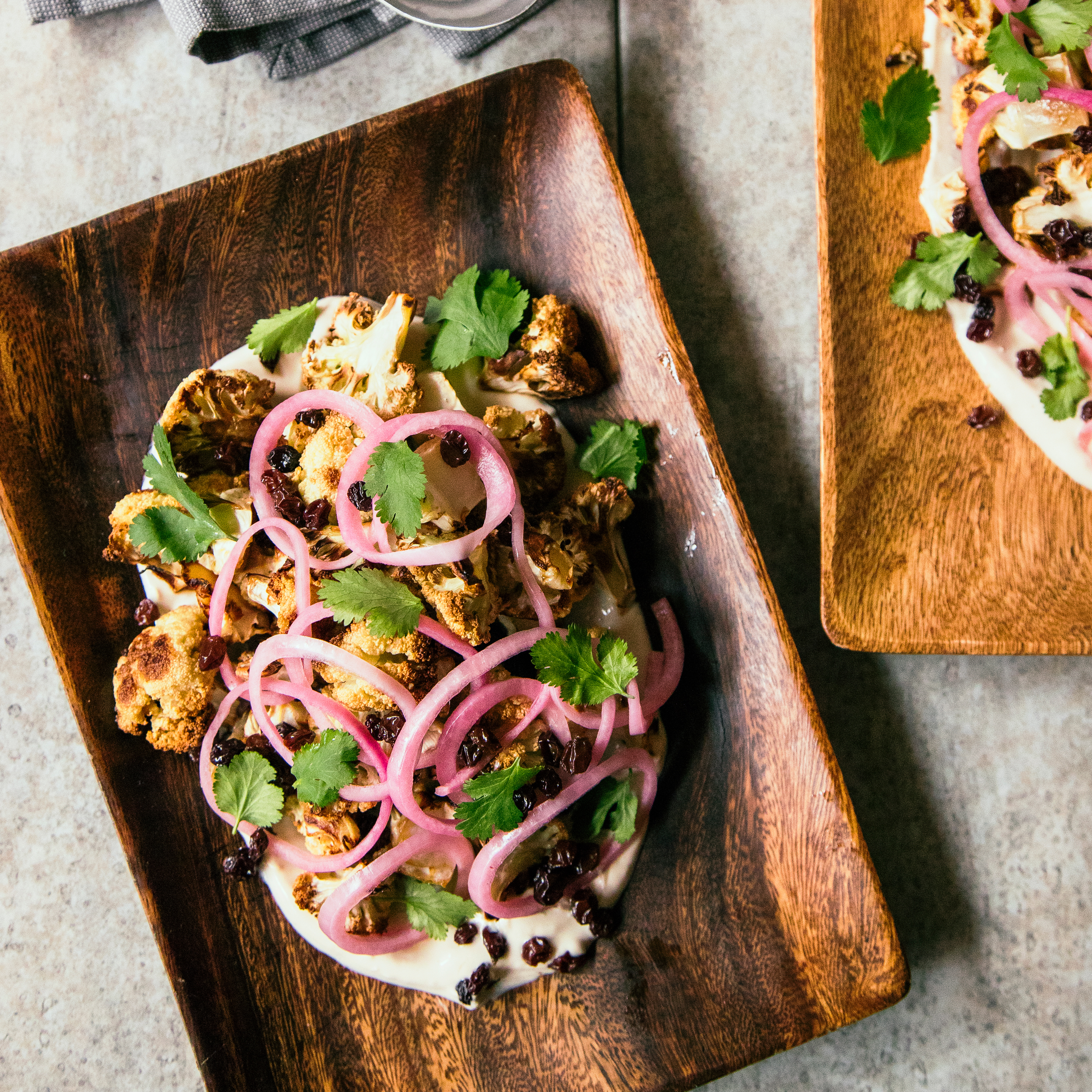 su-Roasted Cauliflower with Pickled Onion and Yogurt Sauce Image