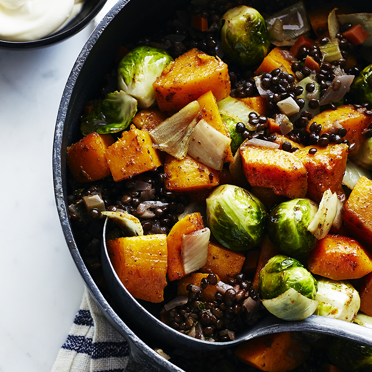su-Roasted Fall Vegetables with Lentils and Spices Image