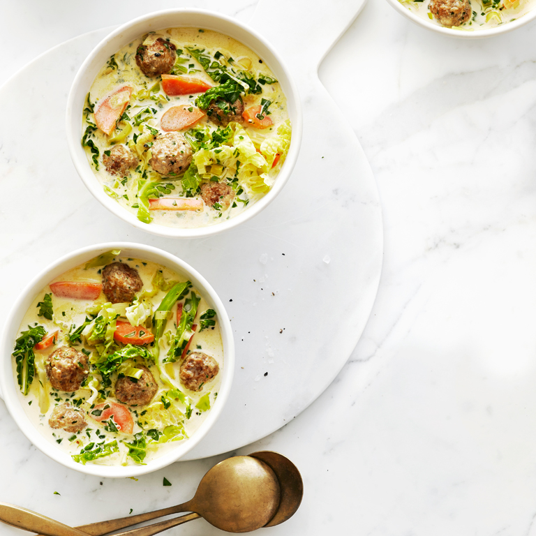 su-Savoy Cabbage Soup with Tiny Meatballs Image