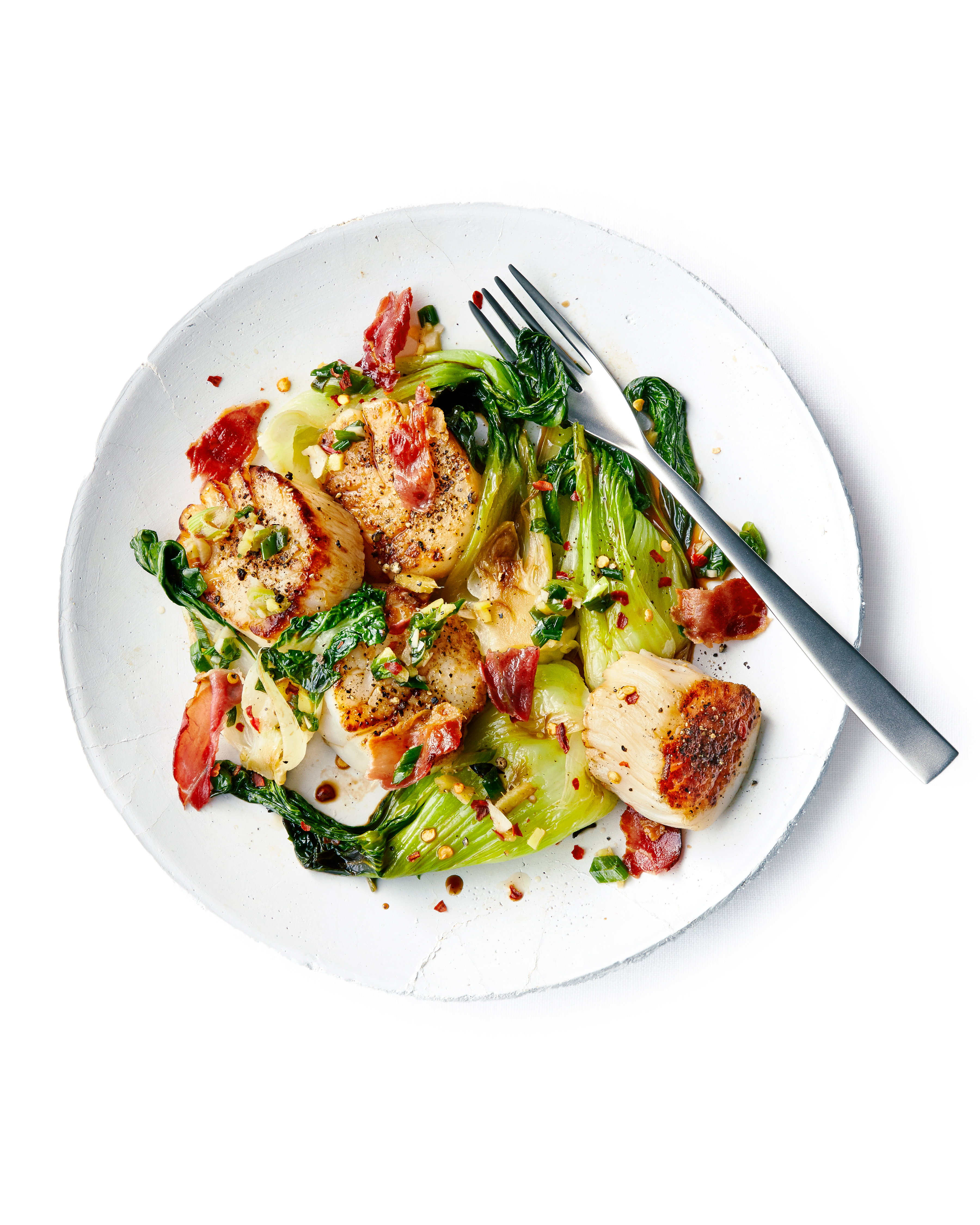 su- Scallops with Baby Bok Choy and Prosciutto