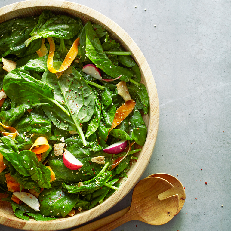 su-Spinach Salad with Tahini Vinaigrette Image
