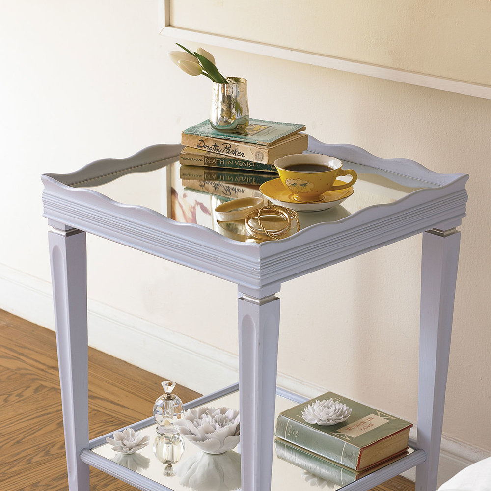 With some liquid silver and glass, you can take a dated, two-level side table from dingy to ...